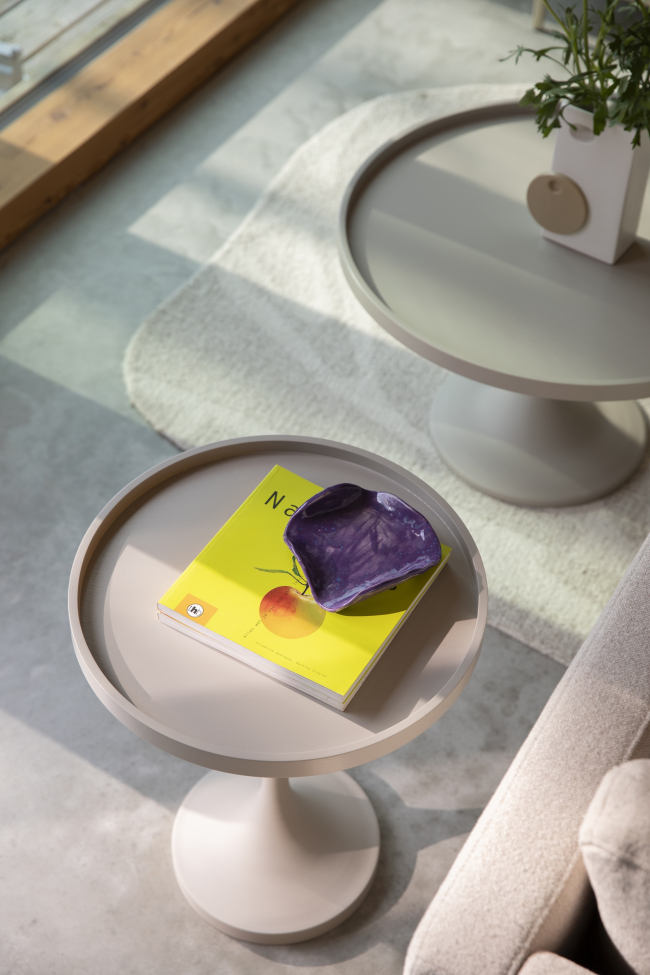 Sidobord 'Jason' Ø46 cm - Beige