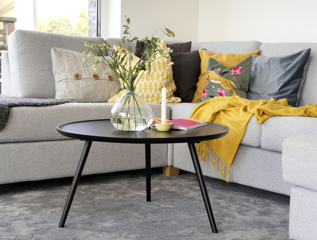 Soffbord 'Daisy' Runt 80cm - Svart