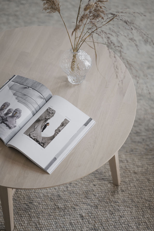 Soffbord 'Filippa' Runt 90cm - Vitpigmenterad ek