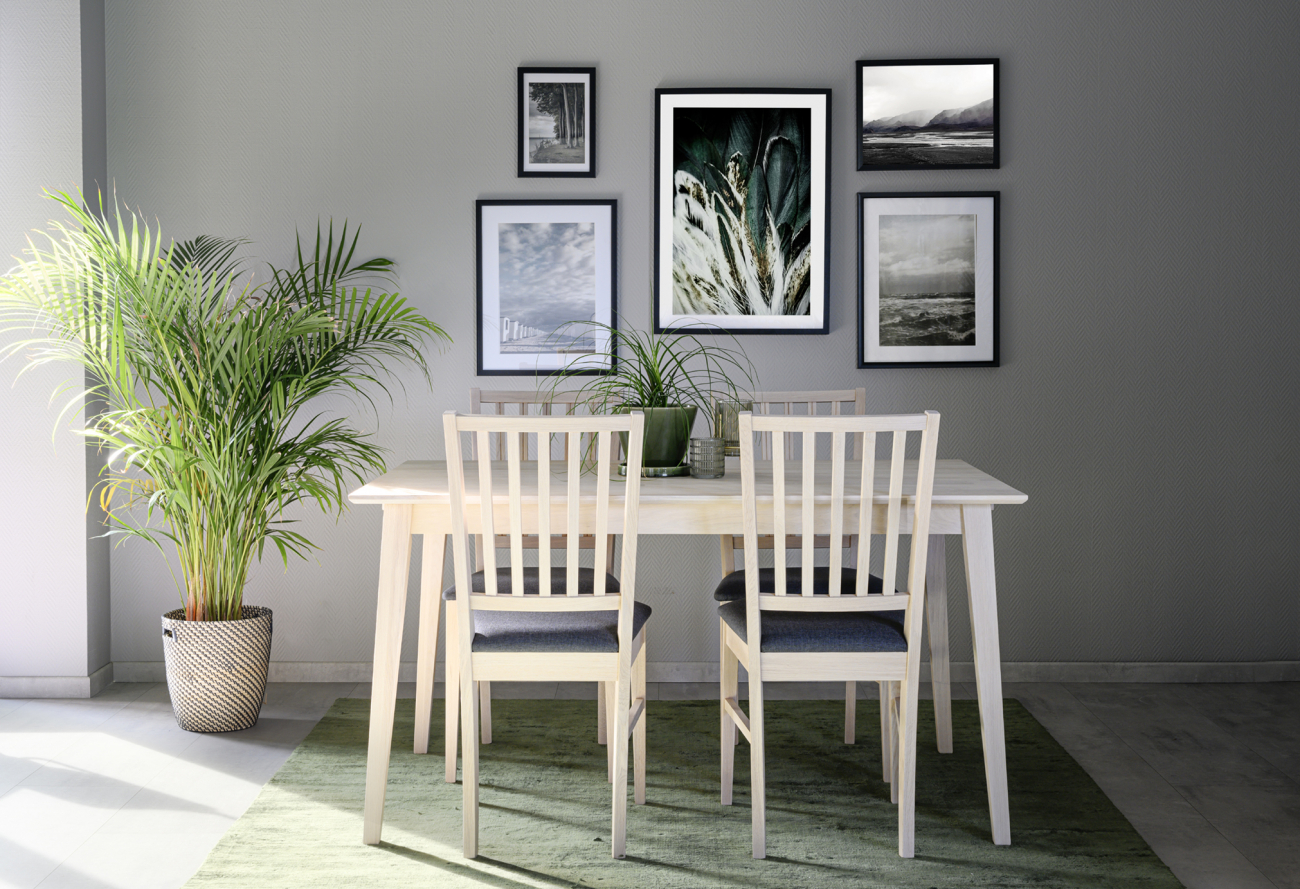 Matbord 'Filippa' 140x90cm - Vitpigmenterad