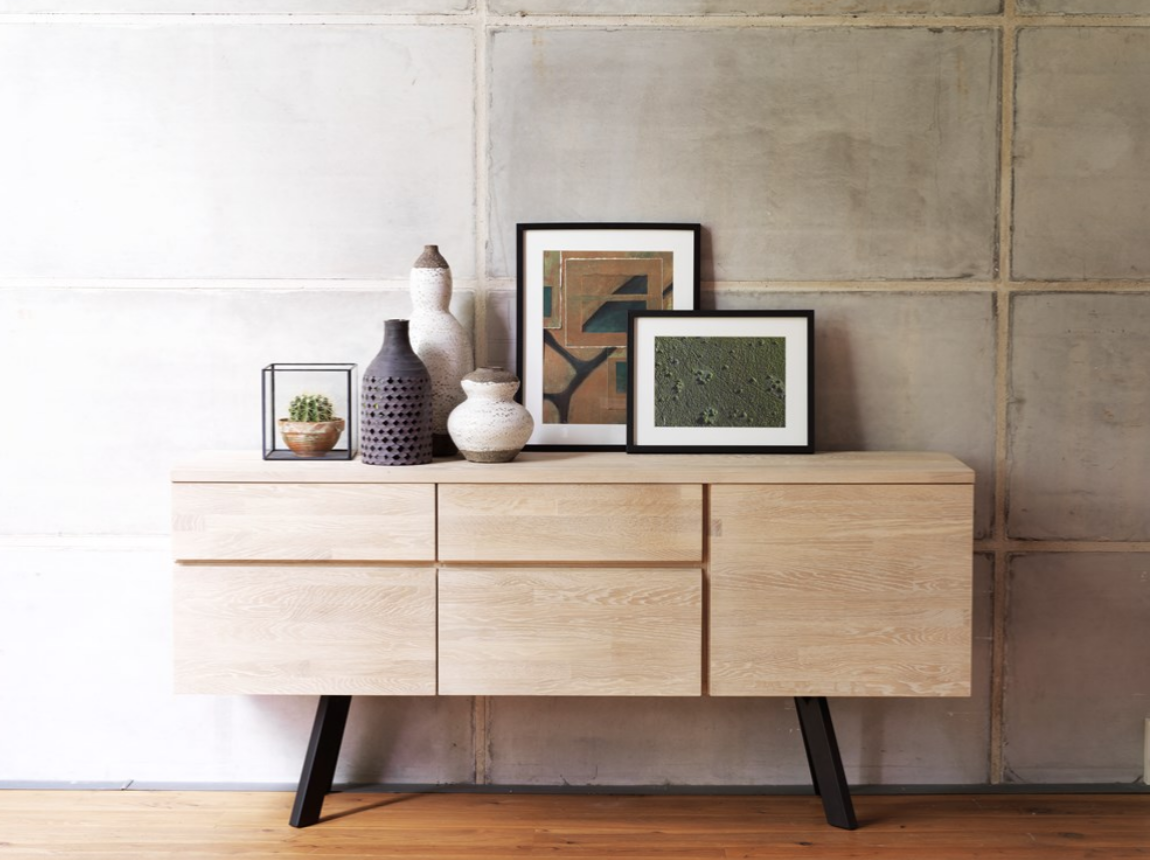 Sideboard 'Fred' - Vitpigmenterad Ek