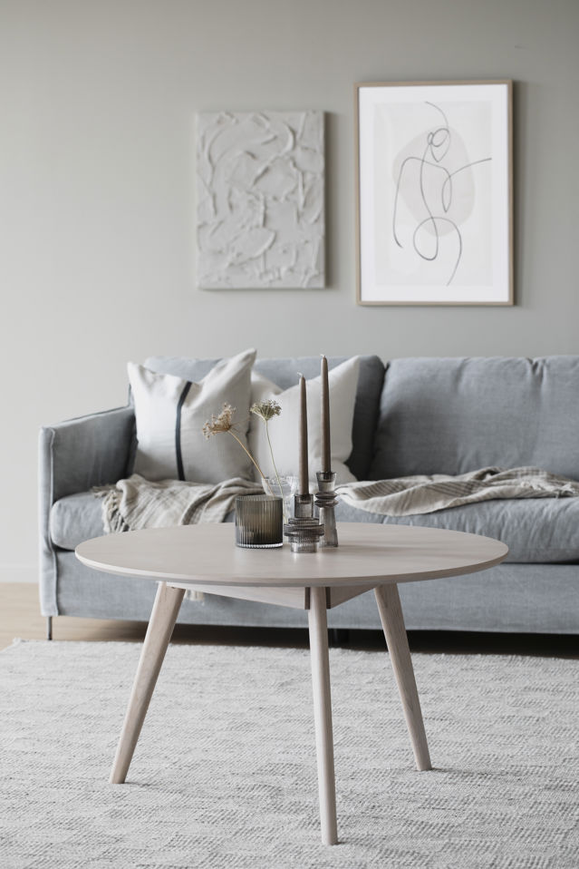 Soffbord 'Yumi' Runt 90cm - Vitpigmenterad ek