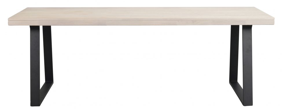 matbord 'brooklyn' 220x95cm - vitpigmenterad/svart u-ben