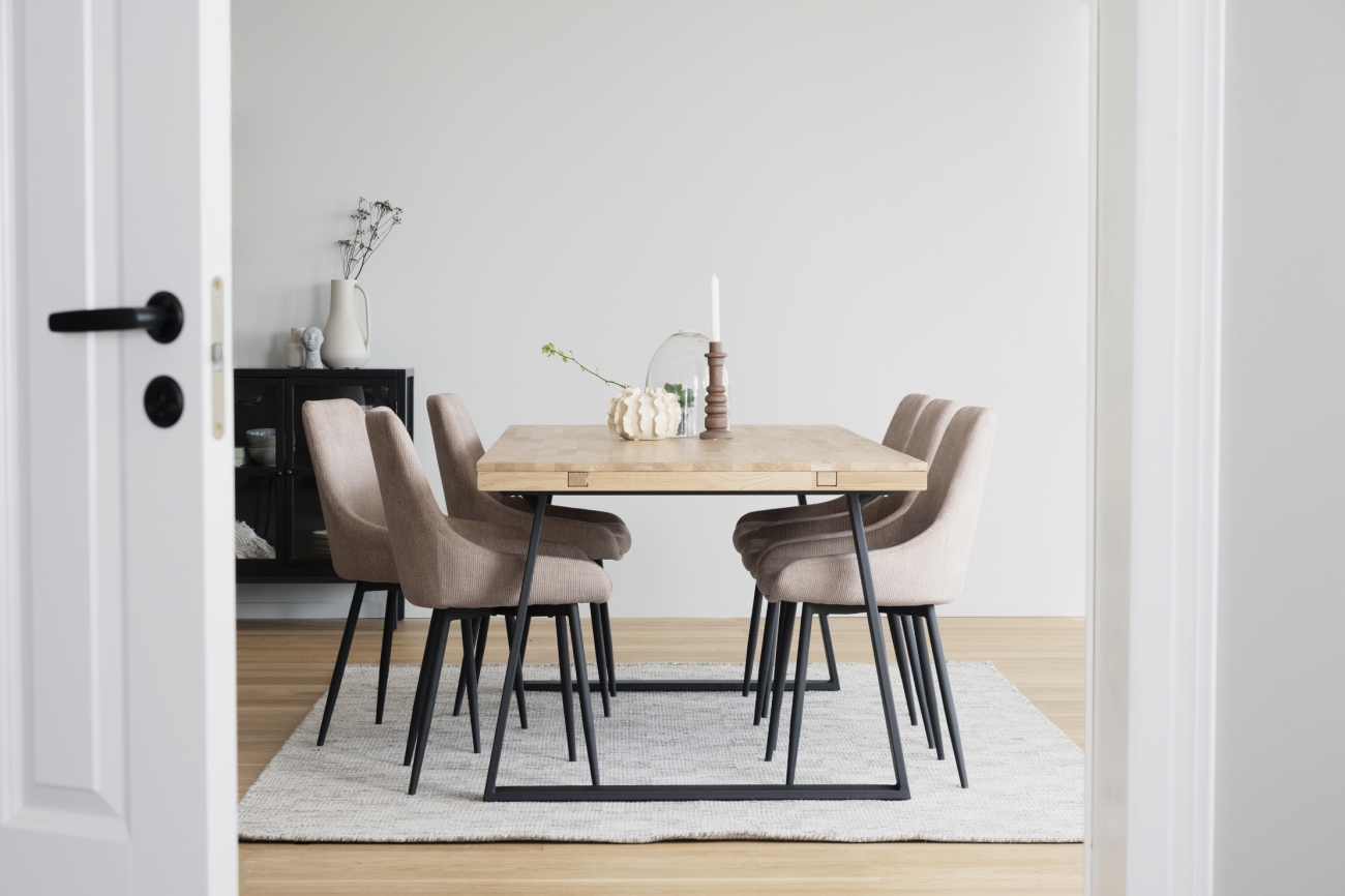 Matbord 'Brooklyn' 220x95cm - Ek/Svart U-ben
