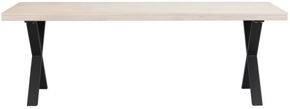 matbord 'brooklyn' 220x95cm - vitpigmenterad/svart x-ben