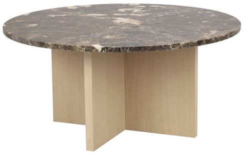 Soffbord 'Brooksville' Runt 90cm - Brun/Vitpigmenterad