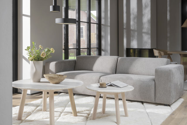 Soffbord 'Taransay' Runt 90cm - Beige/Vitpigmenterad