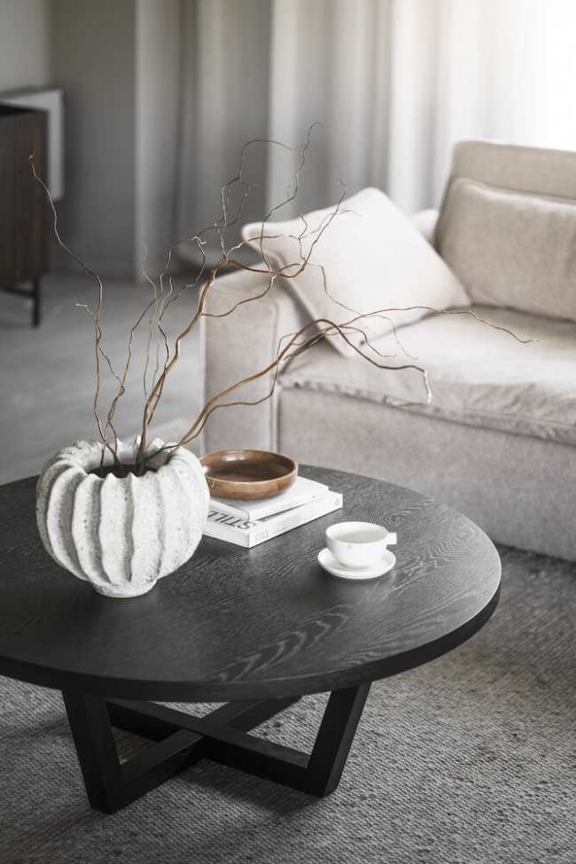 Soffbord 'Boxford' Runt 110cm - Svart ek