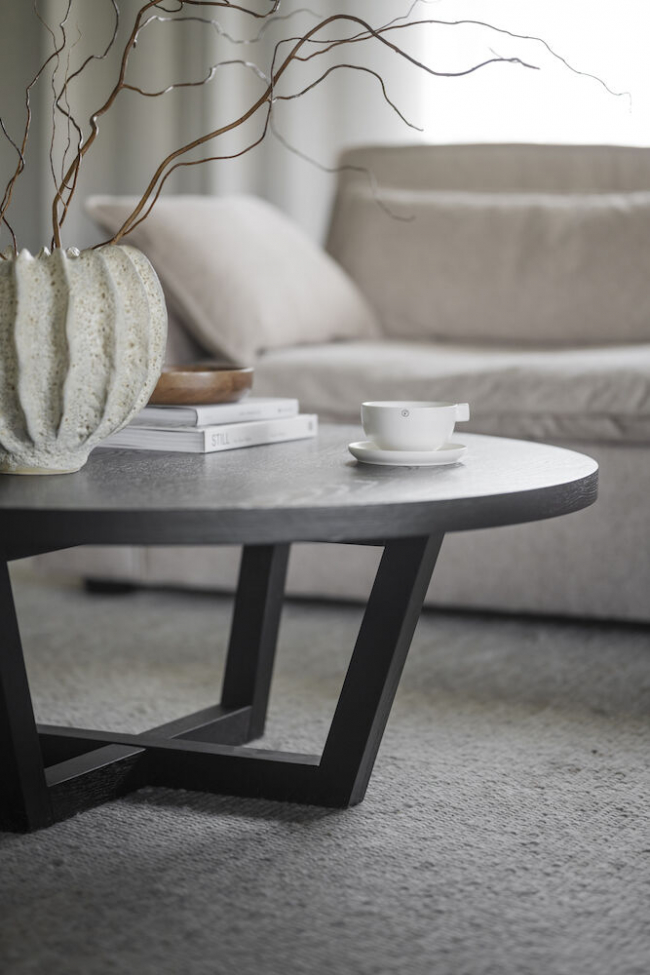Soffbord 'Boxford' Runt 110cm - Svart ek