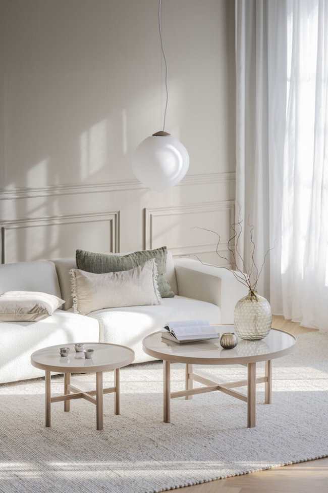 Soffbord 'Marsden' Runt 90cm - Ljus ek
