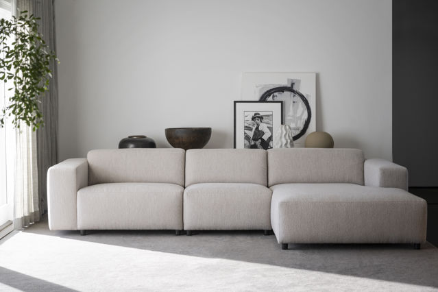 4-Sitssoffa 'Willard' Schäslong H - Ljusbeige