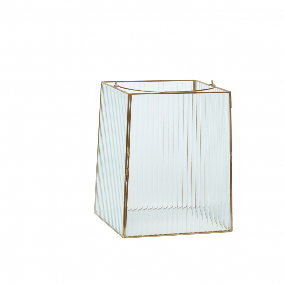 Lykta 2-pack 'Ripple' - Mässing/Glas