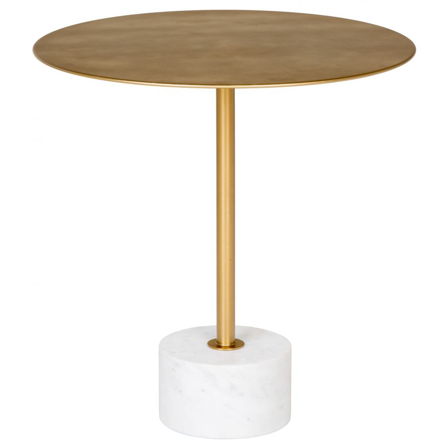 sidobord 'lecco' runt 51cm - marmor/mässing