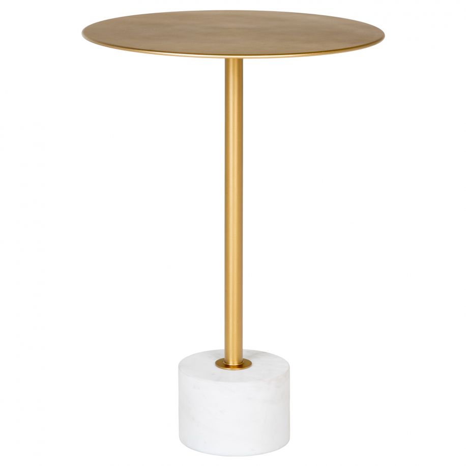 sidobord 'lecco' runt 41cm - marmor/mässing