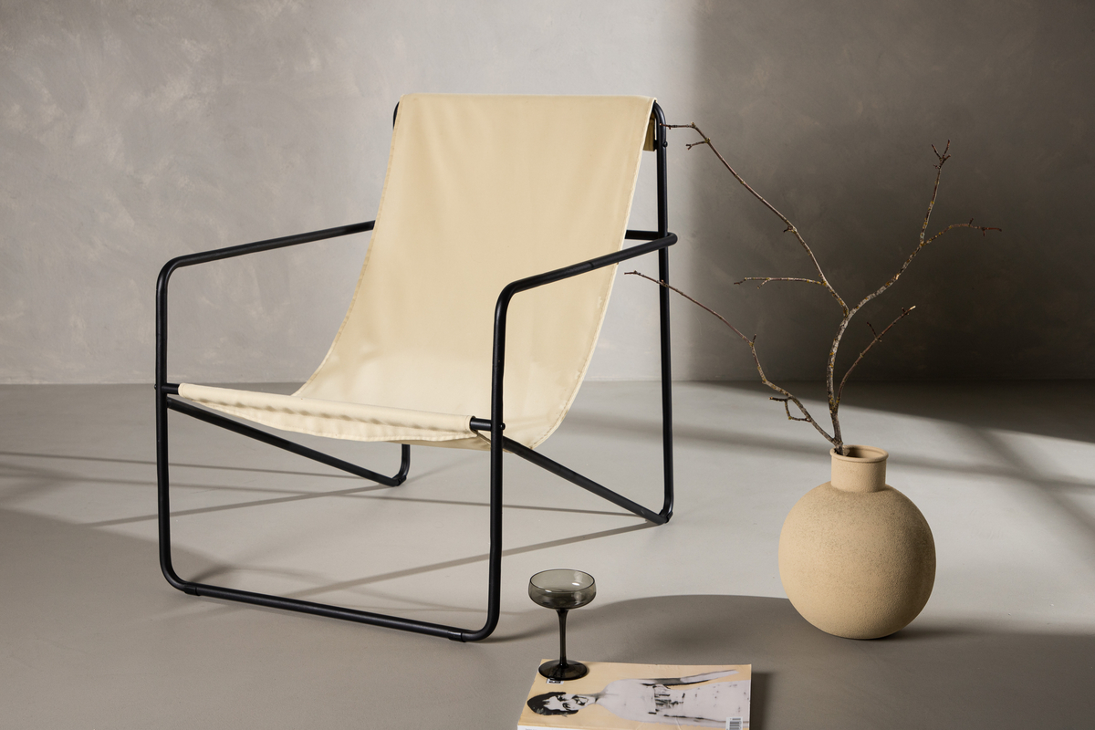 Fåtölj 'Emmi' - Beige/Svart