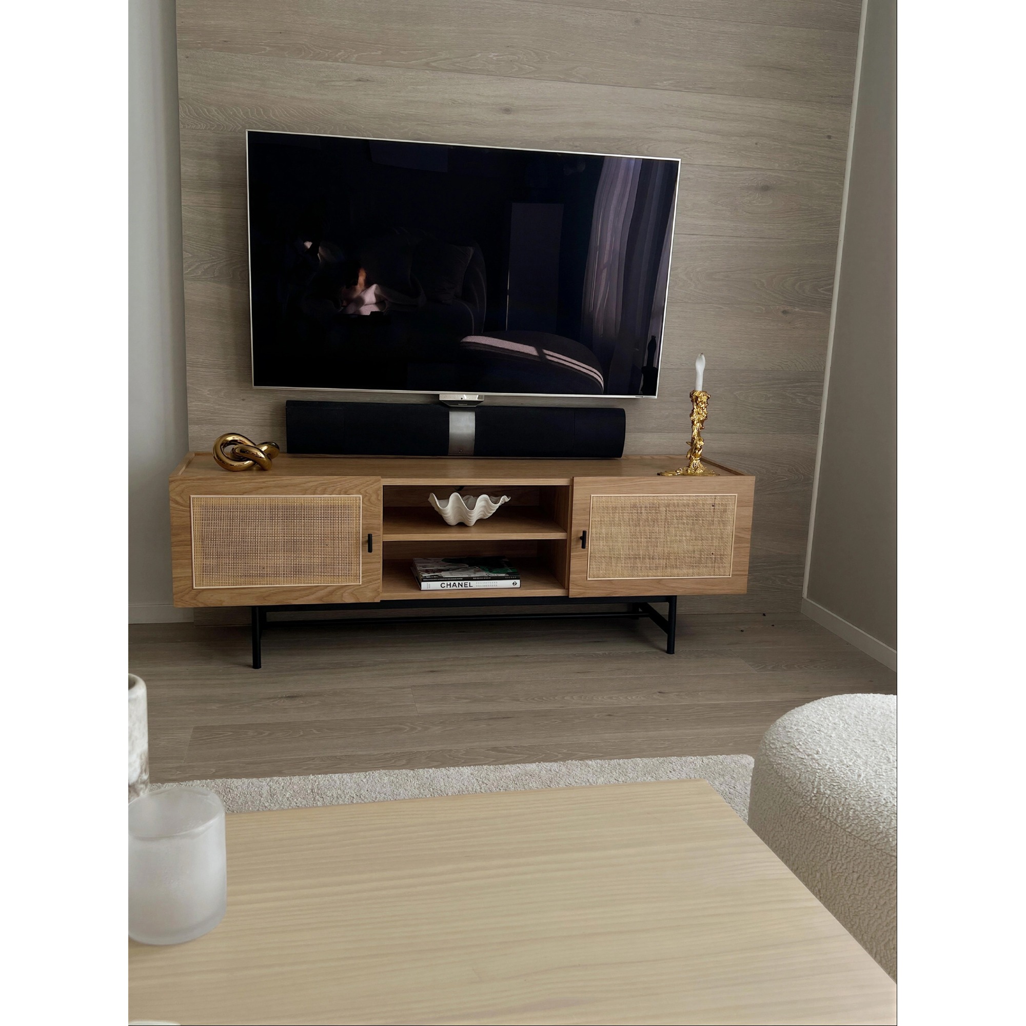 Tv-bänk 'Stil' - Natur/Svart
