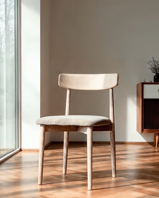Stol 'Ystad' - Vit ek/Beige