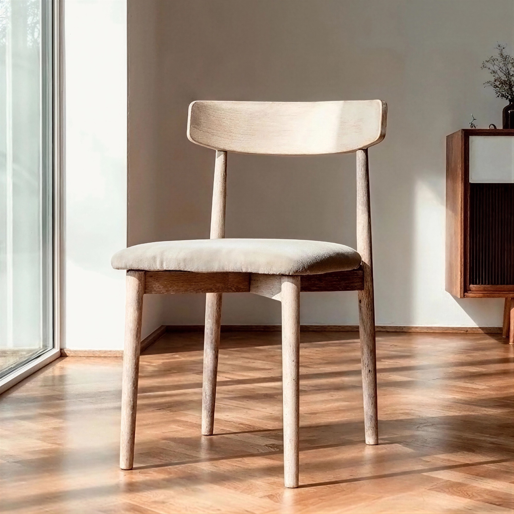 Stol 'Ystad' - Vit ek/Beige