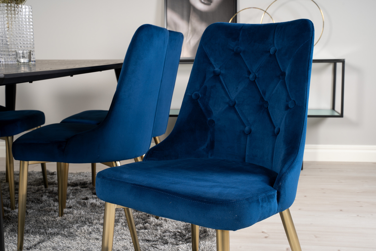 Stol 'Elverum Deluxe' - Blå/Mässing