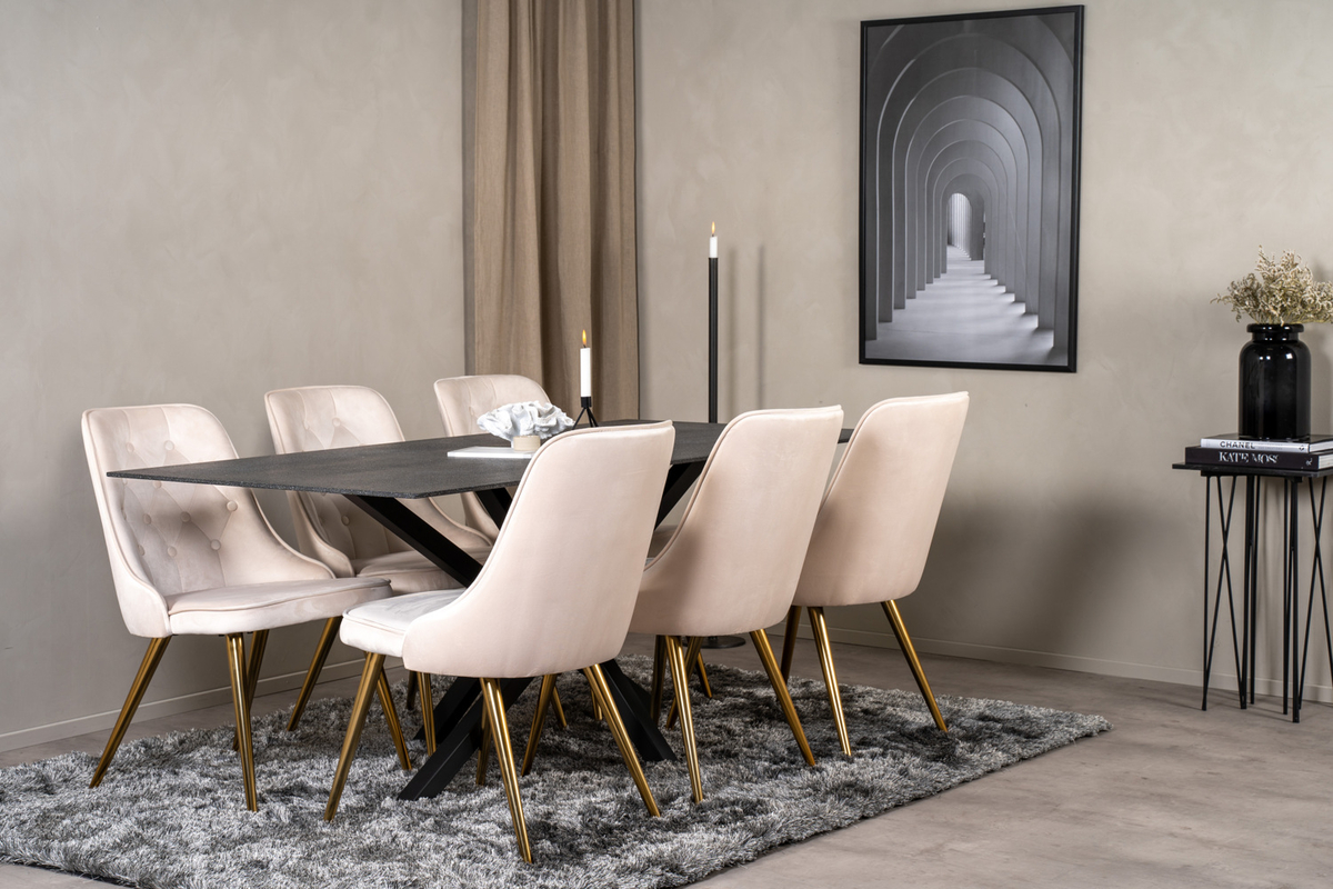 Stol 'Elverum Deluxe' - Beige/Mässing