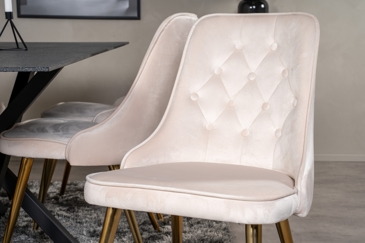 Stol 'Elverum Deluxe' - Beige/Mässing