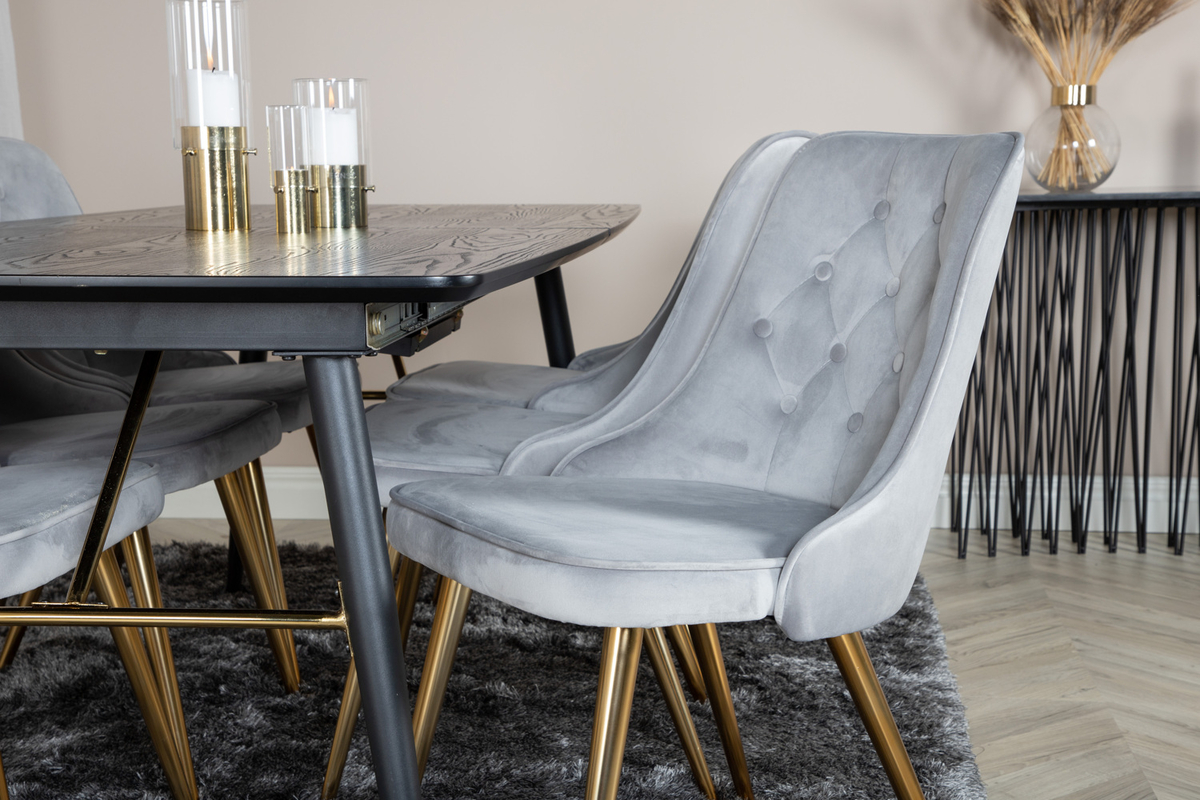 Stol 'Elverum Deluxe' - Grå/Mässing