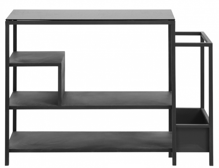 järnhylla/sidobord 'with' - svart/glas