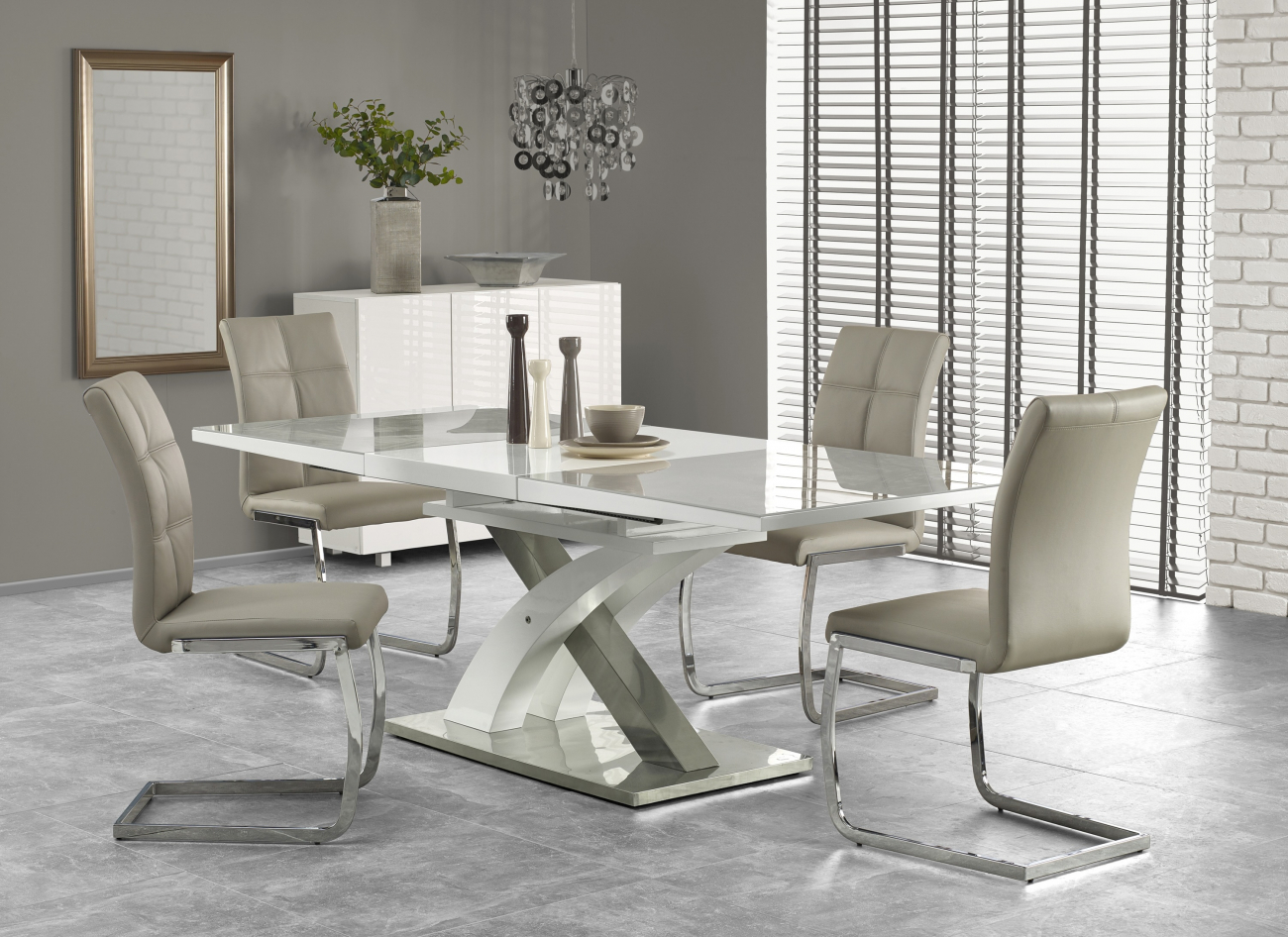 Matbord 'Sandor' 160-220cm - Vit