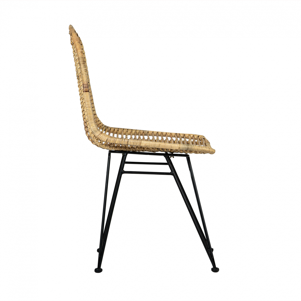 Stol 'Striped rattan' - Natur/Svart