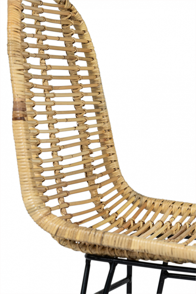 Stol 'Striped rattan' - Natur/Svart