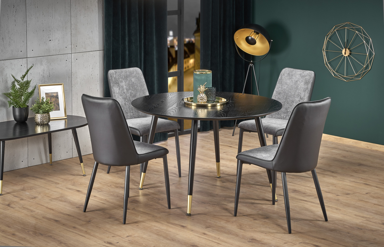 Matbord 'Noir' Runt 120cm - Svart/Guld 