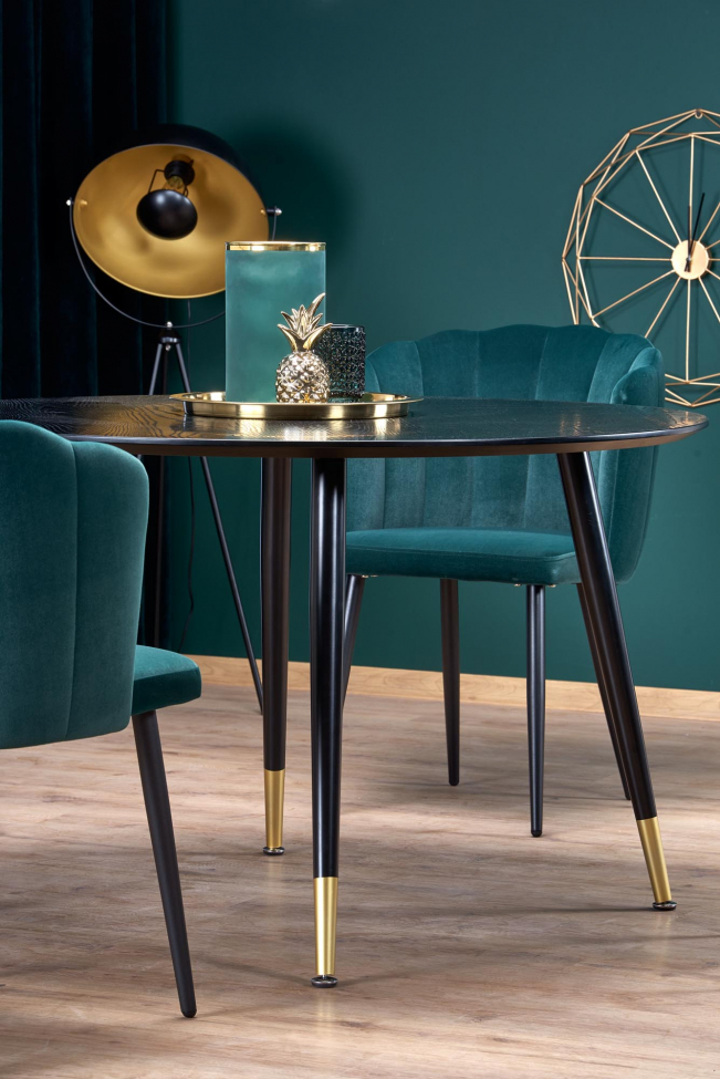 Matbord 'Noir' Runt 120cm - Svart/Guld 