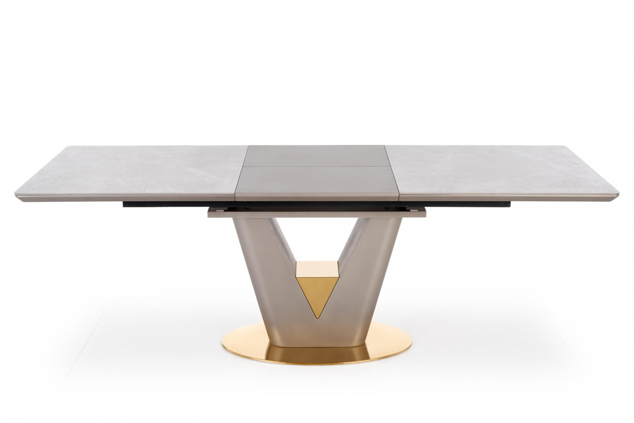 matbord 'valentino' 160-220cm - grå/mässing