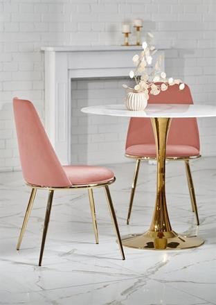 Matbord 'Navarra' Runt 90cm - Marmor/Guld