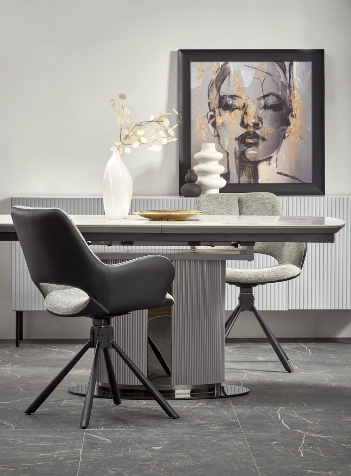 Matbord 'Dancan' 160-220cm - Grå/marmor