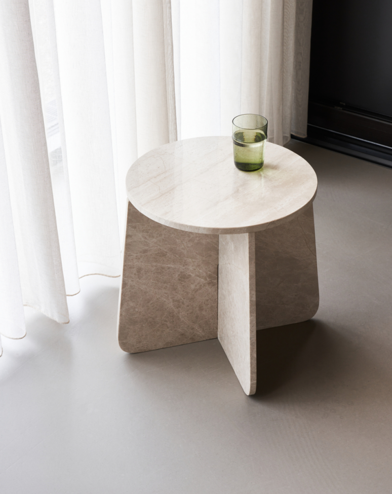 Sidobord 'Marb' 48x40cm - Beige