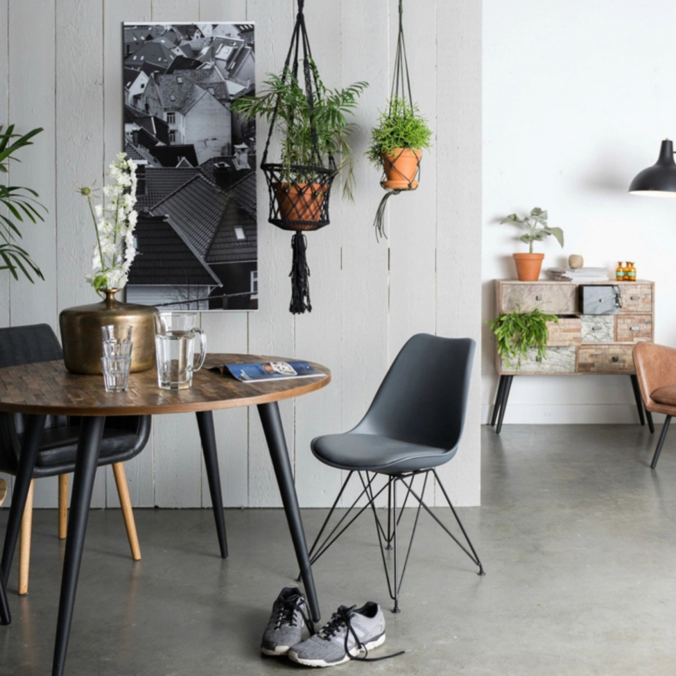 Matbord 'Mo' Runt 110cm - Teak/Stål