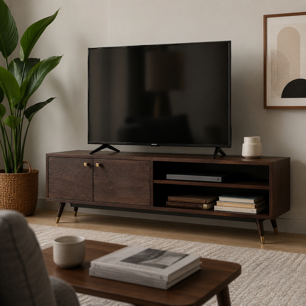 TV-bänk 'Prime' - Valnöt/Mässing