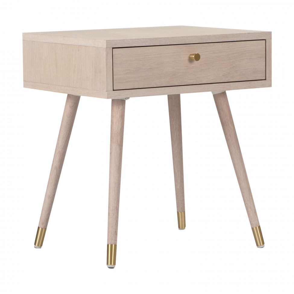 sängbord 'prime' - vit ek/mässing