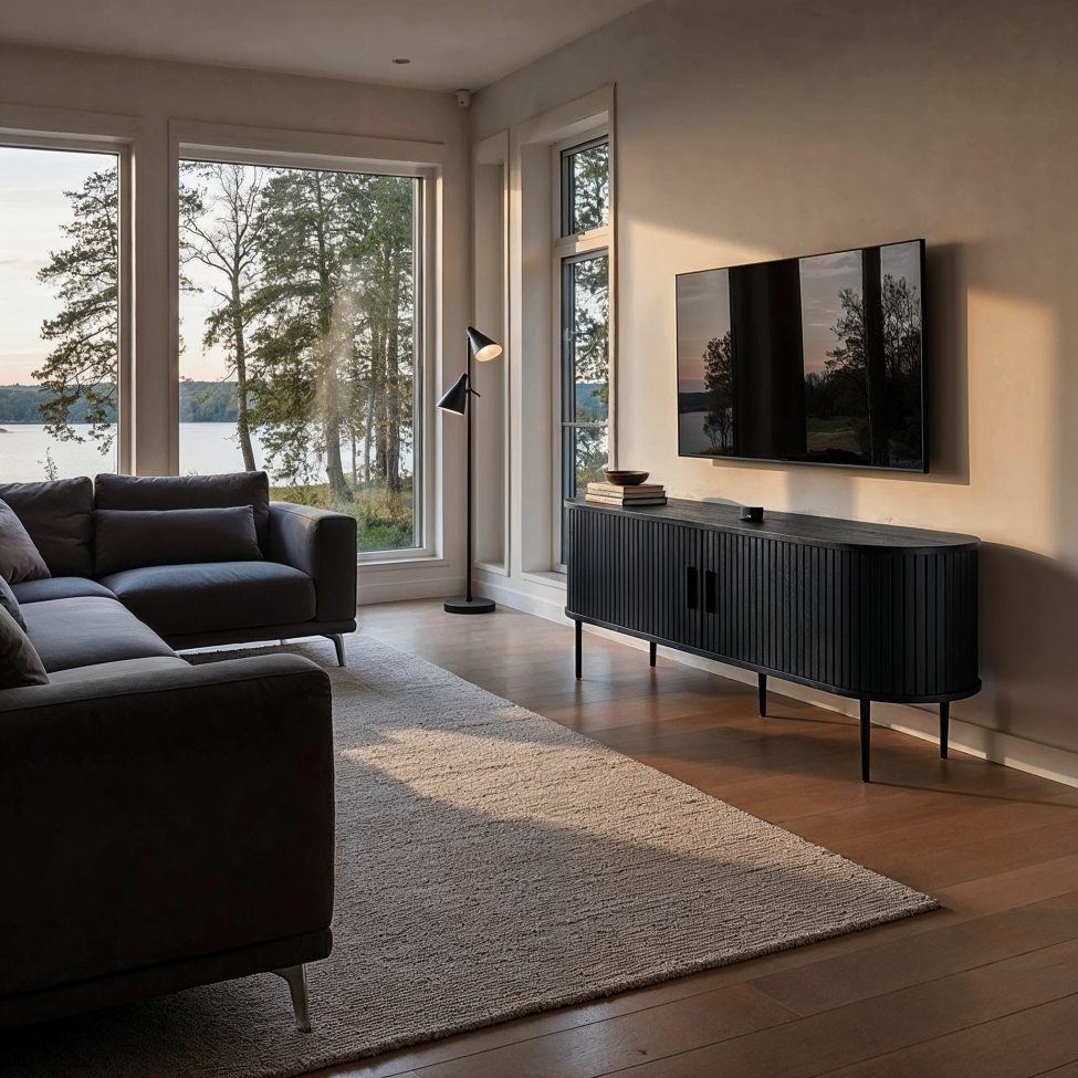 Tv-bänk 'Holmvik' - Svart