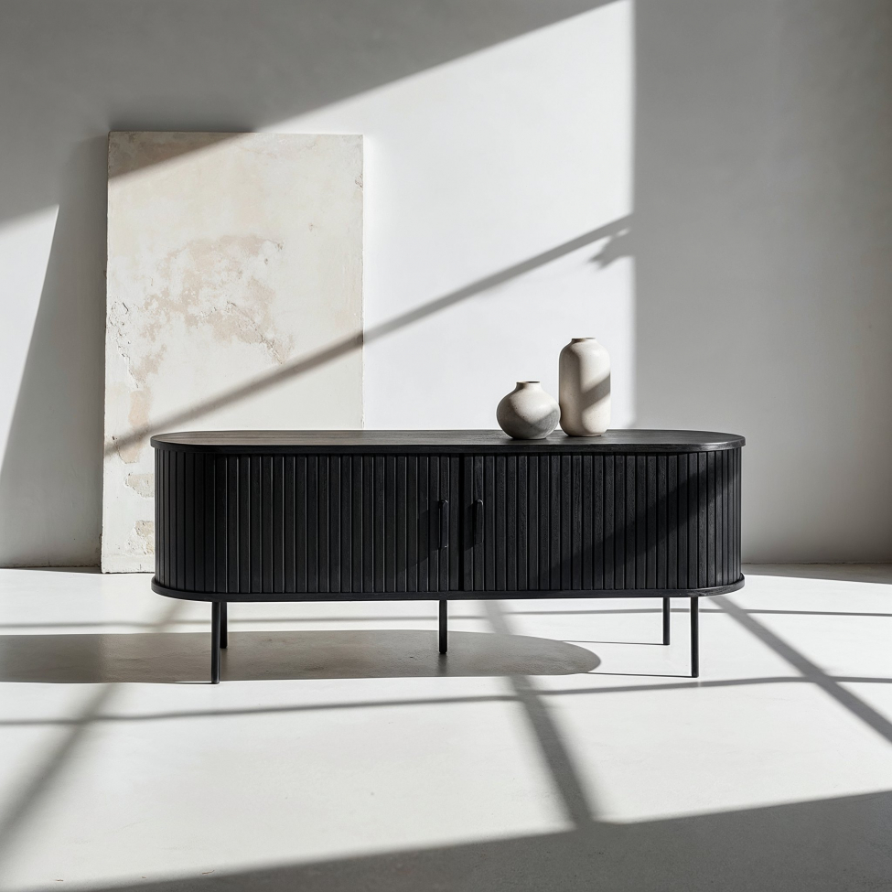 Tv-bänk 'Holmvik' - Svart