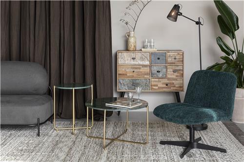 Soffbord 'Timpa' Runt 70cm  - Grön marmor/Guld