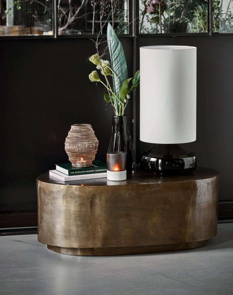 Soffbord 'Rota' 100x37cm - Antik mässingsfärg