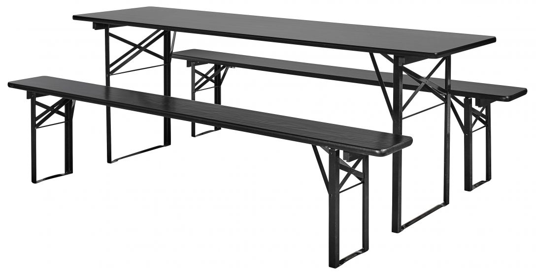 bord och bänkar 'garden' 220x60cm - svart