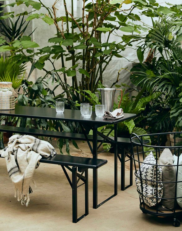 Bord och bänkar 'Garden' 220x60cm - Svart
