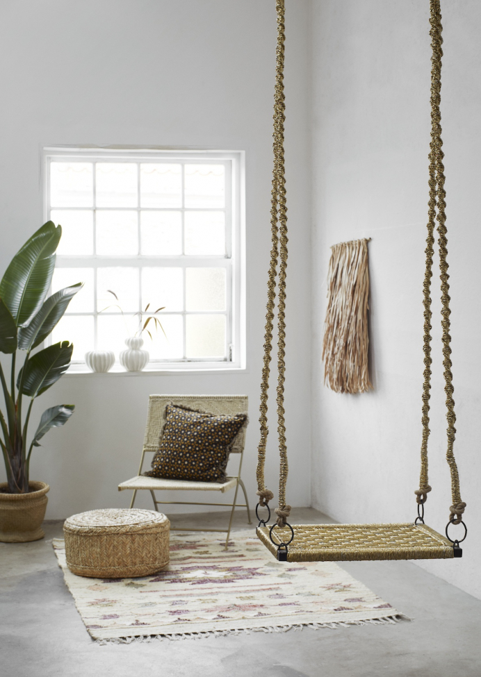 Loungestol 'Makramé' - Jute/mässing