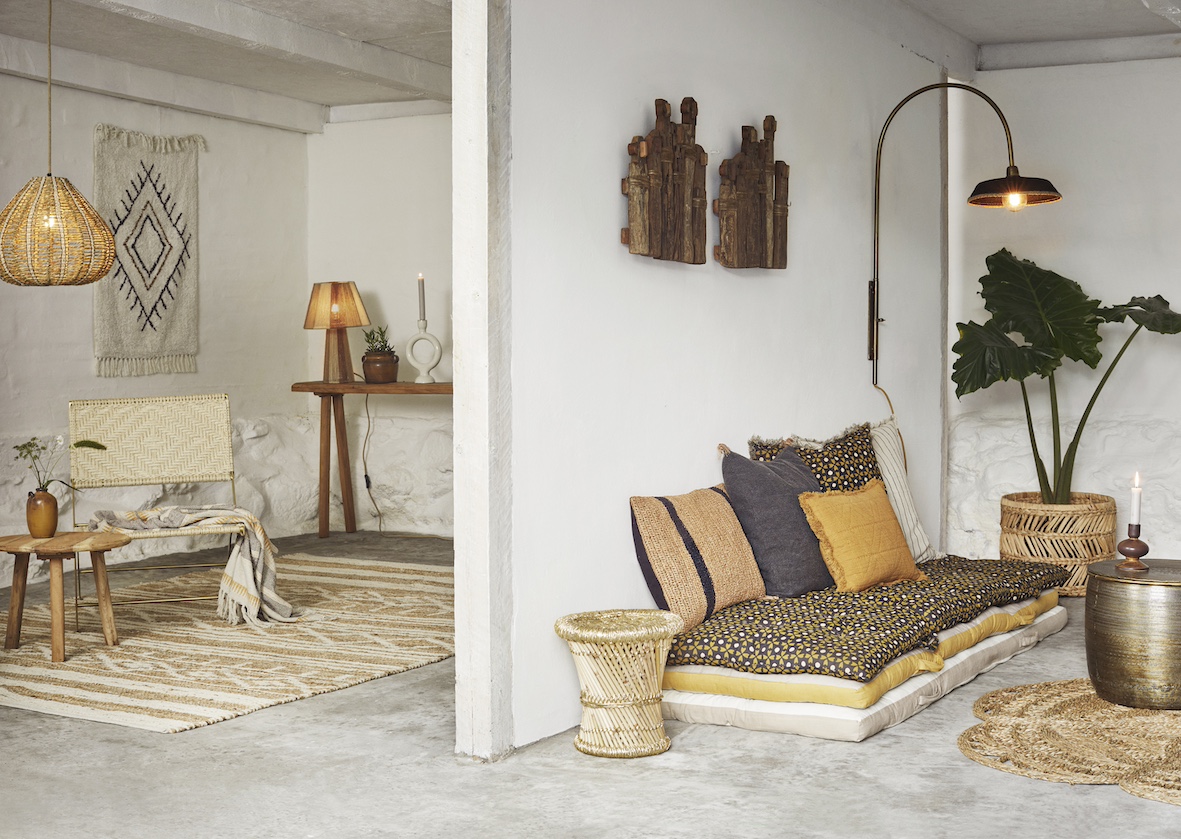 Loungestol 'Makramé' - Jute/mässing