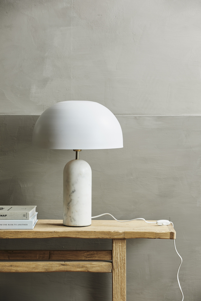Bordslampa 'Atlas' - Vit/Marmor