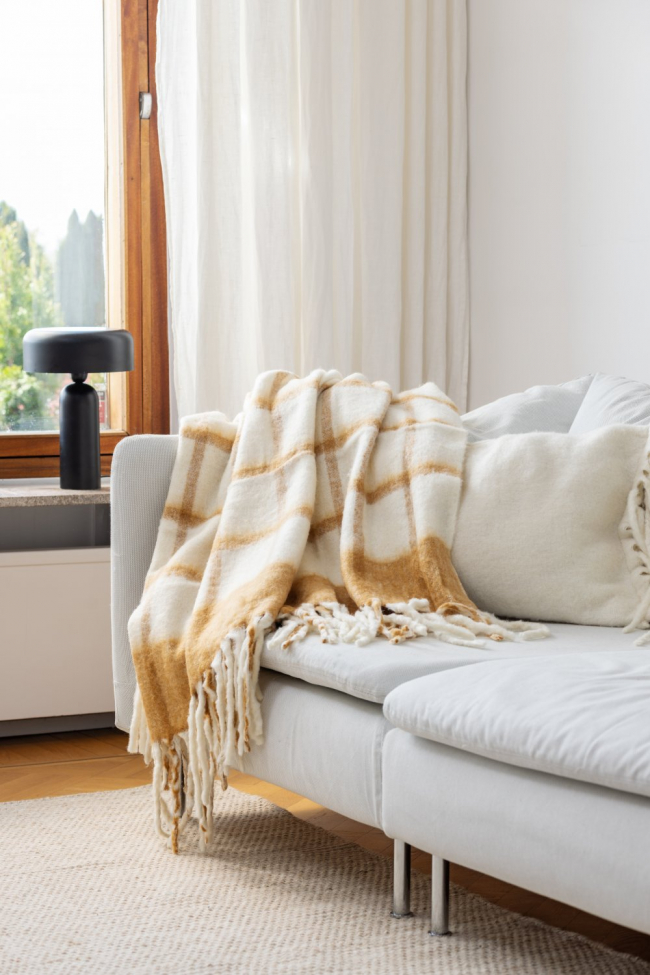 Pläd 'Rachel' 130x170cm - Gul