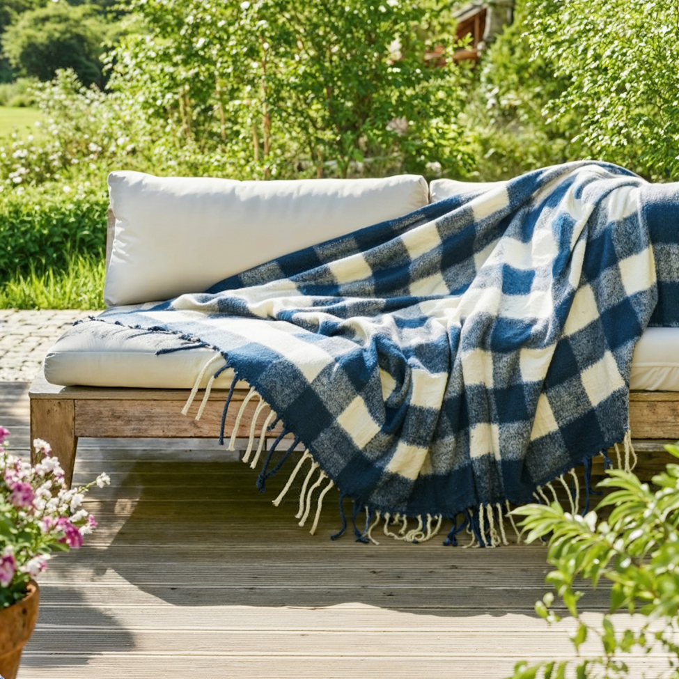 Pläd 'Phoebe' 130x170cm - Blå